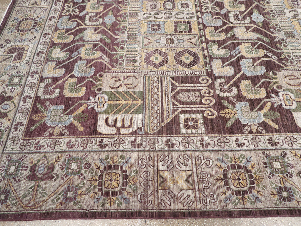Modern East Turkestan Vase Khotan Room Size Carpet, No.32392 - Gss