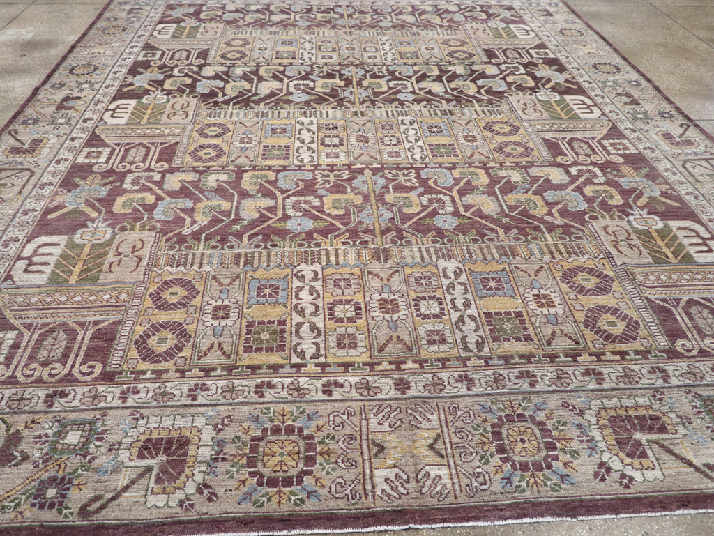 Modern East Turkestan Vase Khotan Room Size Carpet, No.32392 - Gss