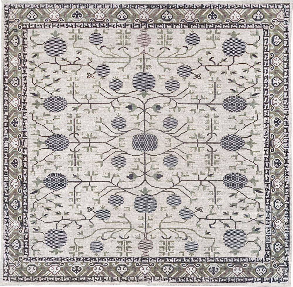 Modern East Turkestan Khotan Square Room Size Carpet, No.32393 - Gss