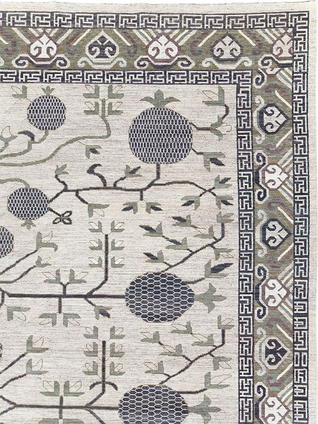 Modern East Turkestan Khotan Square Room Size Carpet, No.32393 - Gss