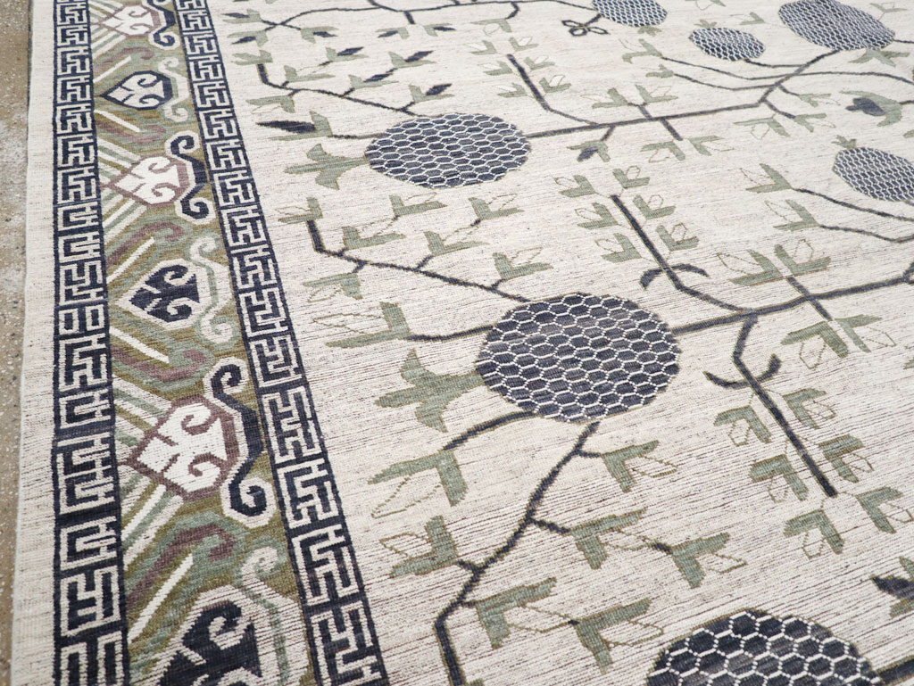 Modern East Turkestan Khotan Square Room Size Carpet, No.32393 - Gss