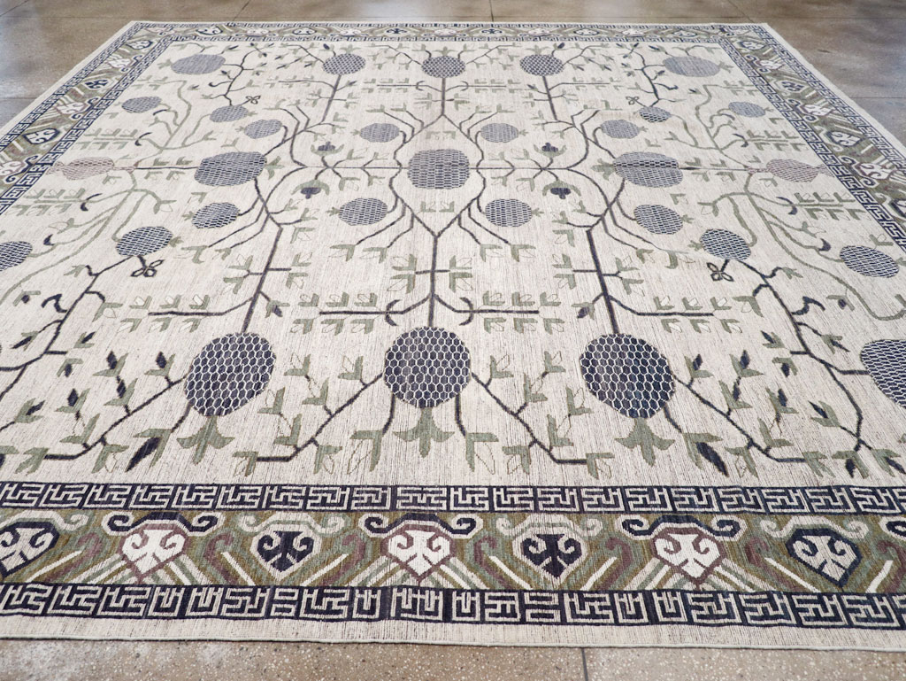 Modern East Turkestan Khotan Square Room Size Carpet, No.32393 - Gss