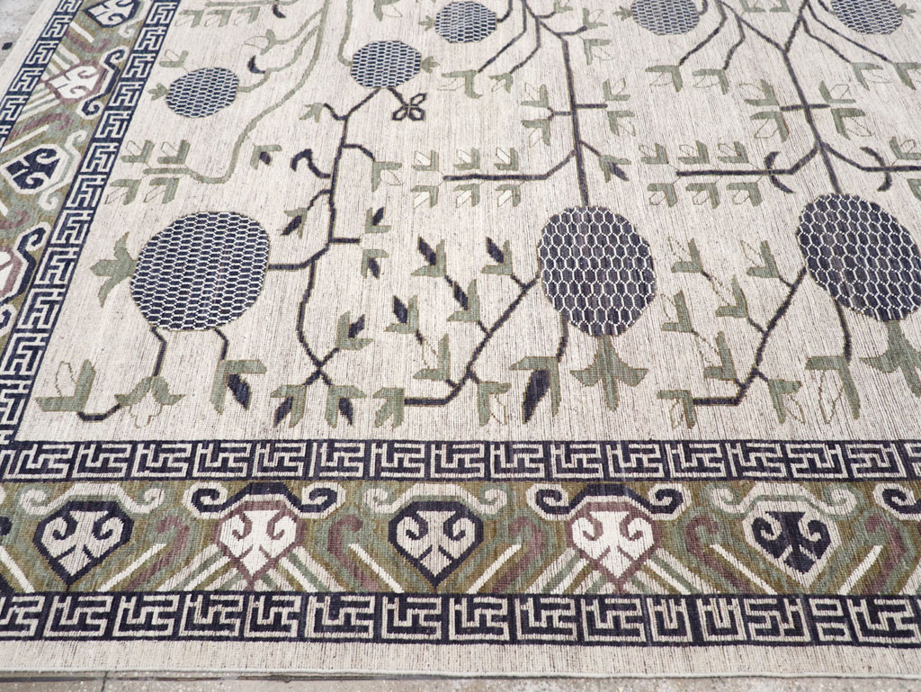 Modern East Turkestan Khotan Square Room Size Carpet, No.32393 - Gss