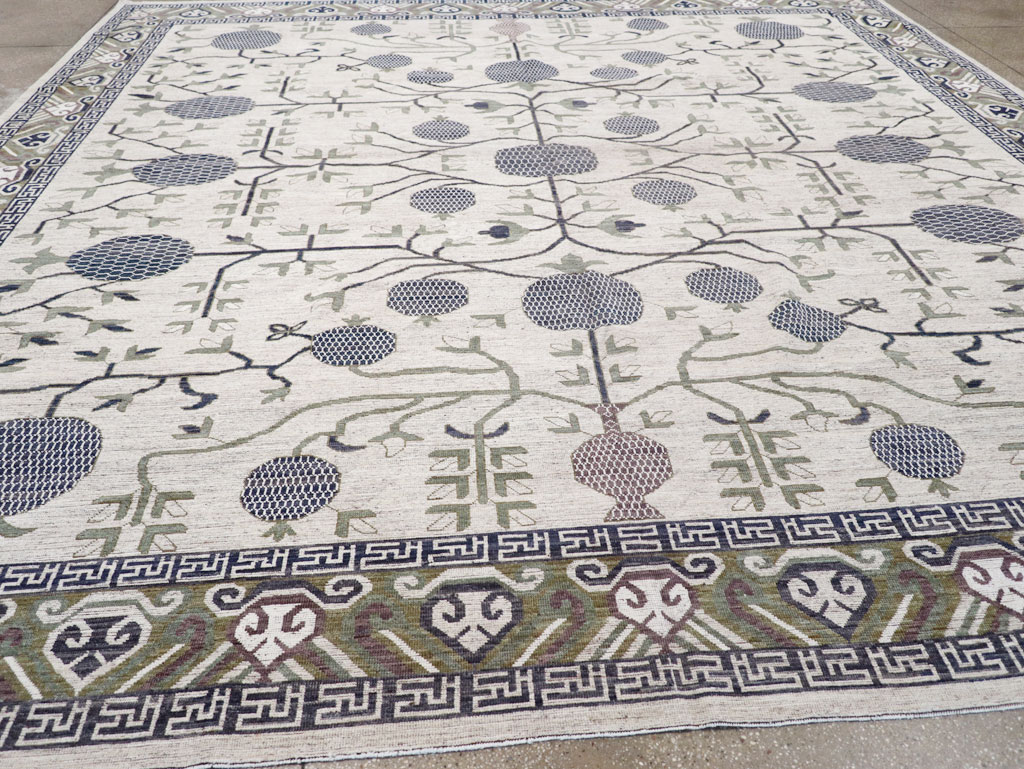 Modern East Turkestan Khotan Square Room Size Carpet, No.32393 - Gss