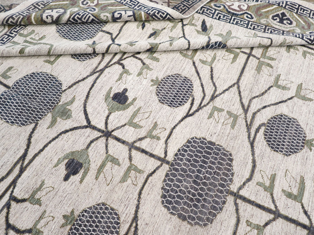 Modern East Turkestan Khotan Square Room Size Carpet, No.32393 - Gss