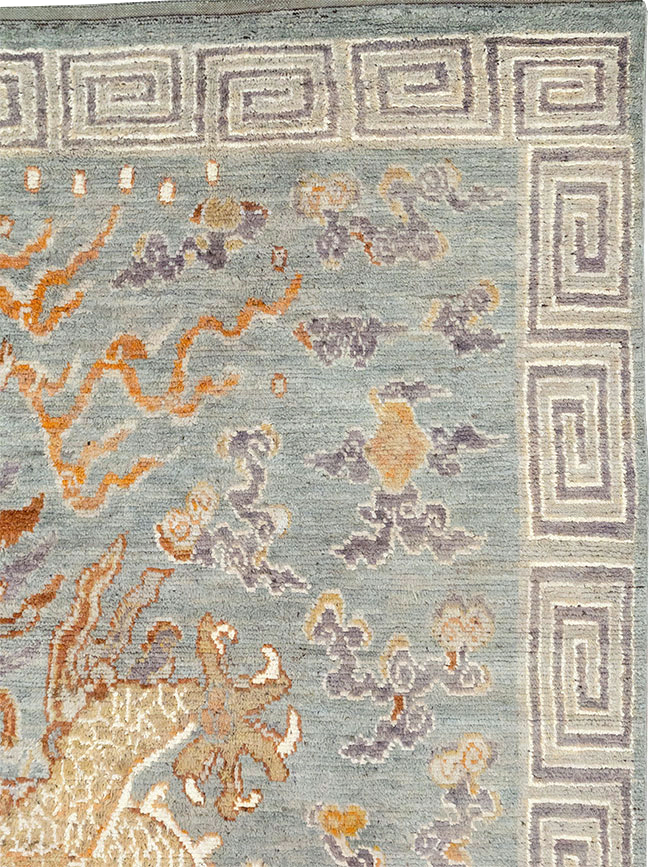 Contemporary East Turkestan Dragon Khotan Pictorial Room Size Carpet, No.32396 - Gss