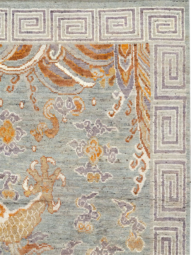 Contemporary East Turkestan Dragon Khotan Pictorial Room Size Carpet, No.32396 - Gss