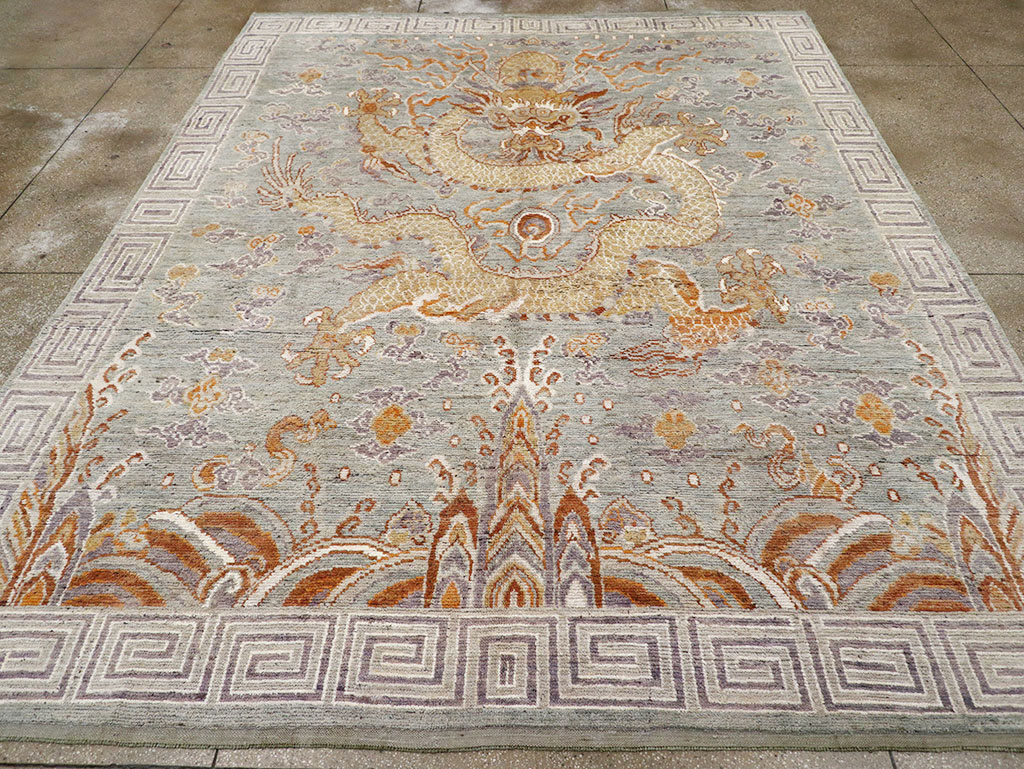Contemporary East Turkestan Dragon Khotan Pictorial Room Size Carpet, No.32396 - Gss