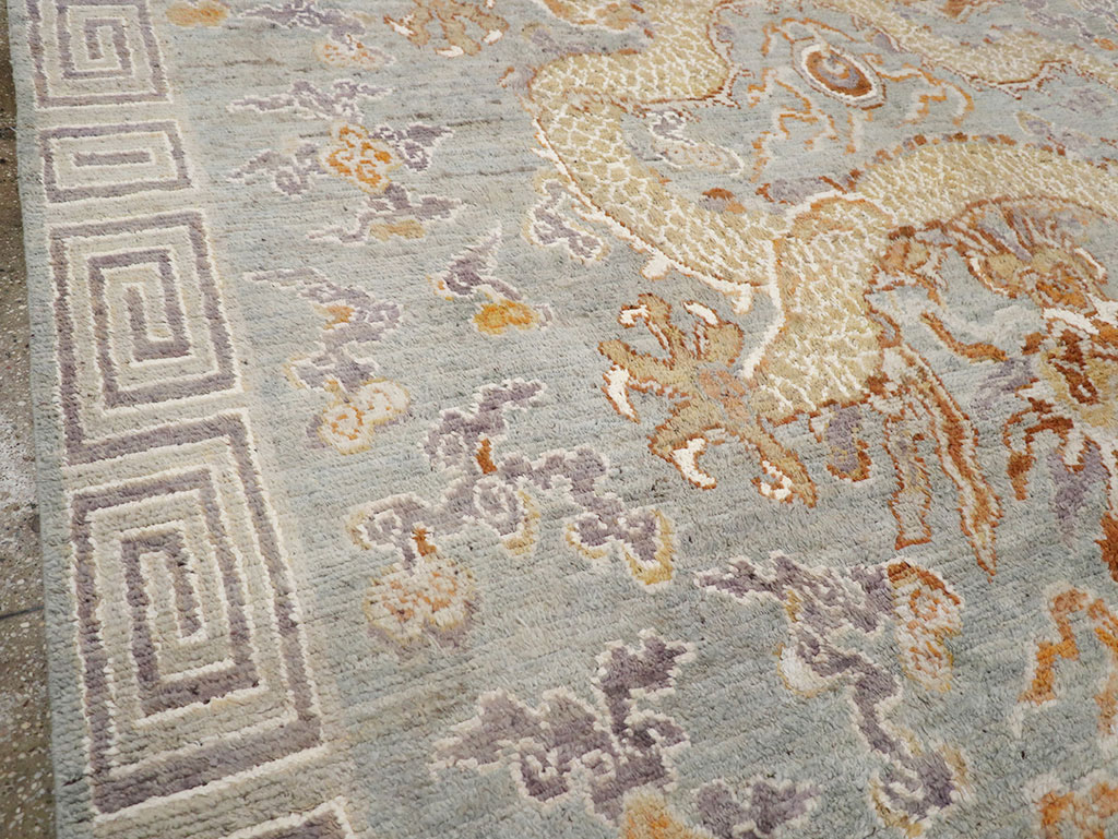 Contemporary East Turkestan Dragon Khotan Pictorial Room Size Carpet, No.32396 - Gss