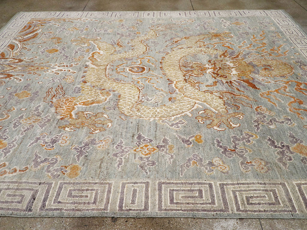 Contemporary East Turkestan Dragon Khotan Pictorial Room Size Carpet, No.32396 - Gss