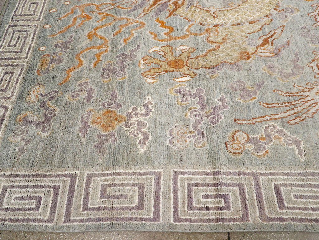 Contemporary East Turkestan Dragon Khotan Pictorial Room Size Carpet, No.32396 - Gss
