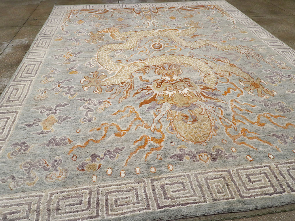 Contemporary East Turkestan Dragon Khotan Pictorial Room Size Carpet, No.32396 - Gss
