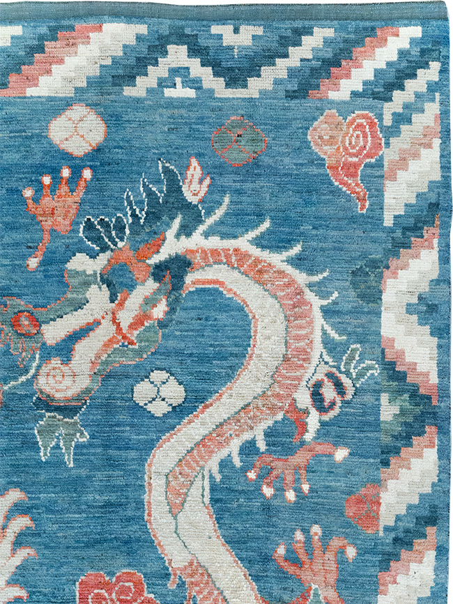 Modern East Turkestan Dragon Khotan Pictorial Room Size Carpet, No.32397 - Gss