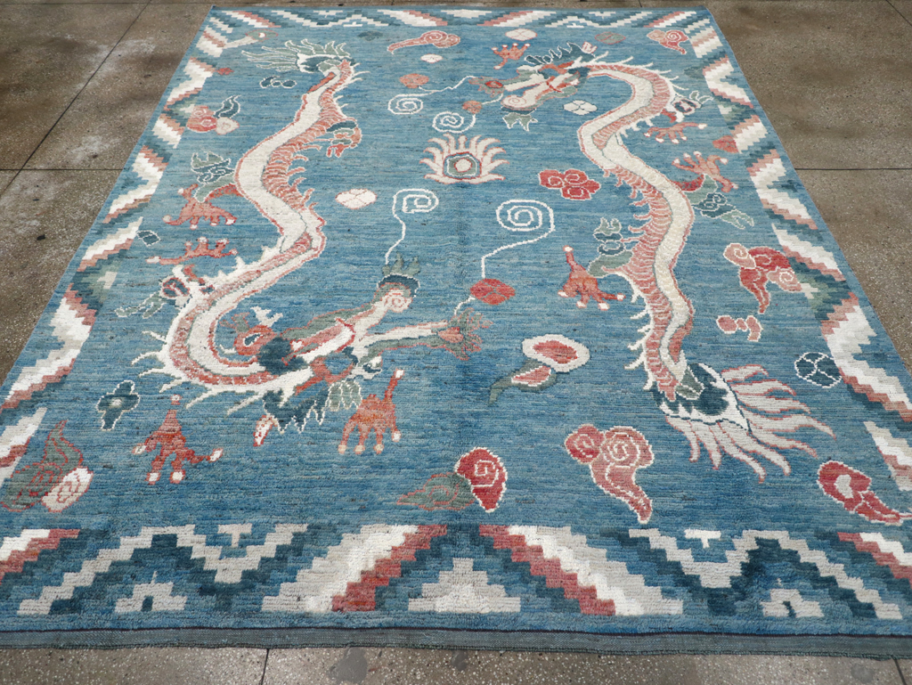 Modern East Turkestan Dragon Khotan Pictorial Room Size Carpet, No.32397 - Gss