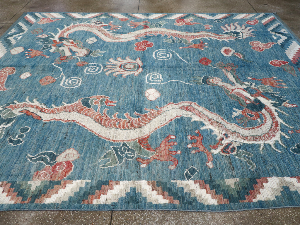 Modern East Turkestan Dragon Khotan Pictorial Room Size Carpet, No.32397 - Gss