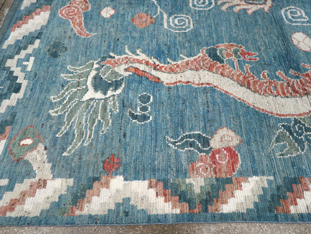 Modern East Turkestan Dragon Khotan Pictorial Room Size Carpet, No.32397 - Gss