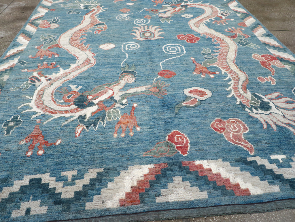 Modern East Turkestan Dragon Khotan Pictorial Room Size Carpet, No.32397 - Gss