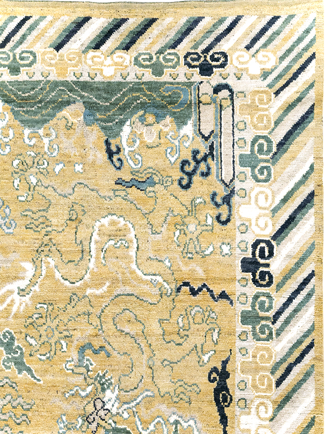 Modern East Turkestan Dragon Pictorial Khotan Room Size Carpet, No.32398 - Gss