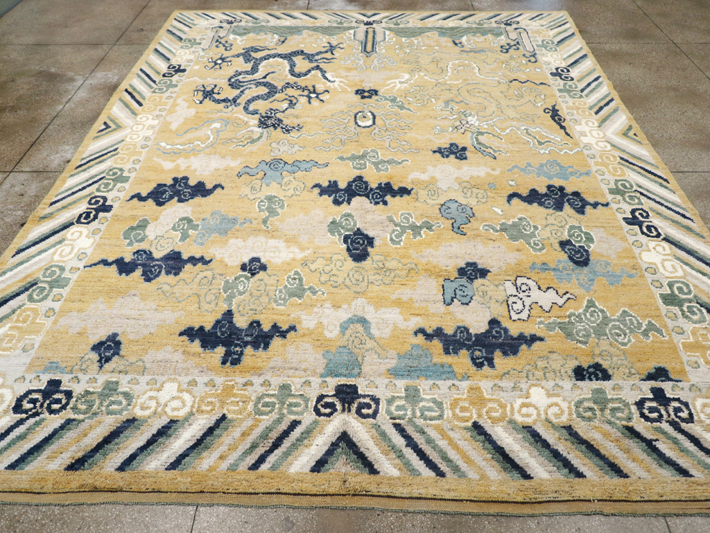 Modern East Turkestan Dragon Pictorial Khotan Room Size Carpet, No.32398 - Gss