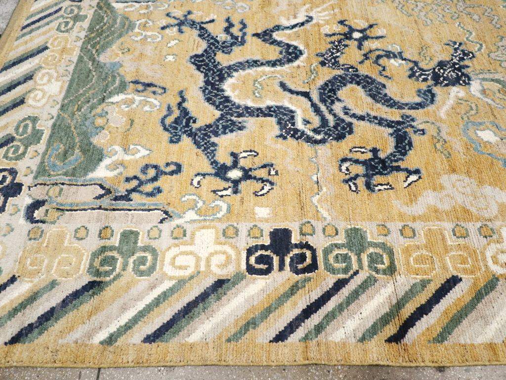 Modern East Turkestan Dragon Pictorial Khotan Room Size Carpet, No.32398 - Gss
