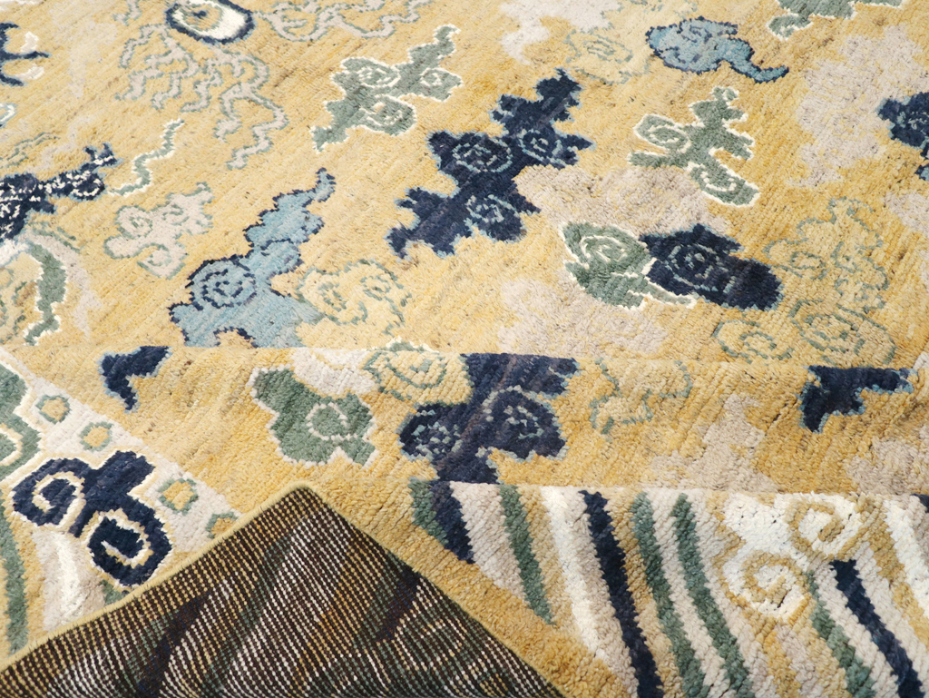 Modern East Turkestan Dragon Pictorial Khotan Room Size Carpet, No.32398 - Gss