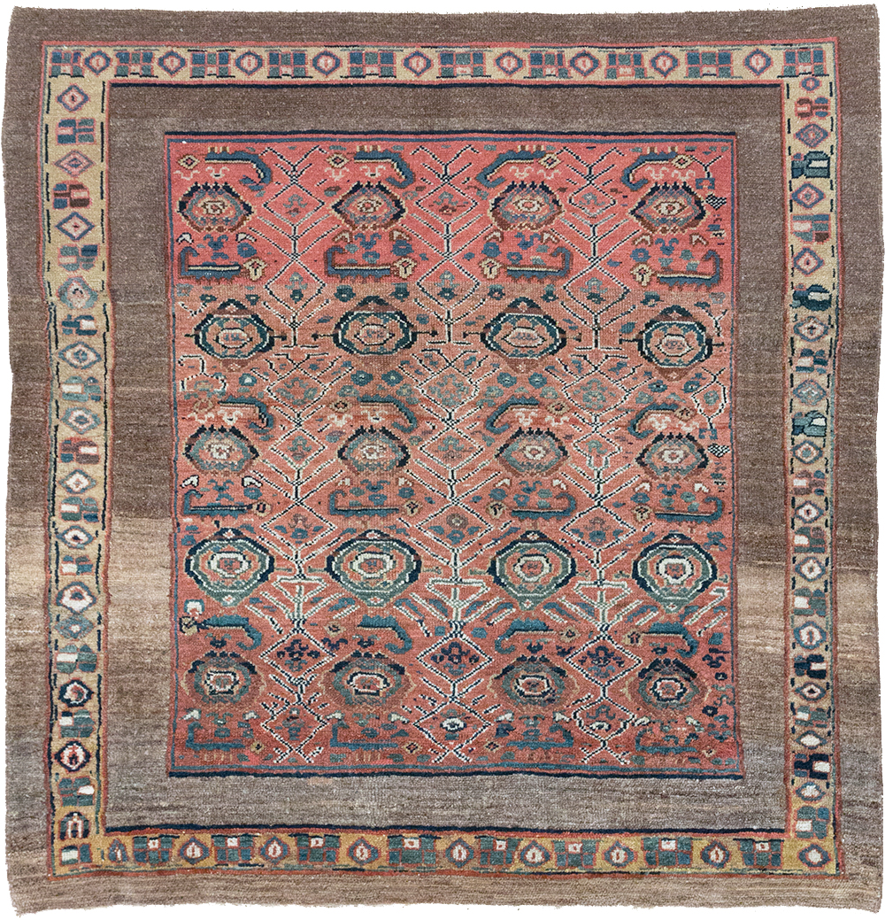 Antique Persian Serab Square Accent Rug, No.32399 - Gss