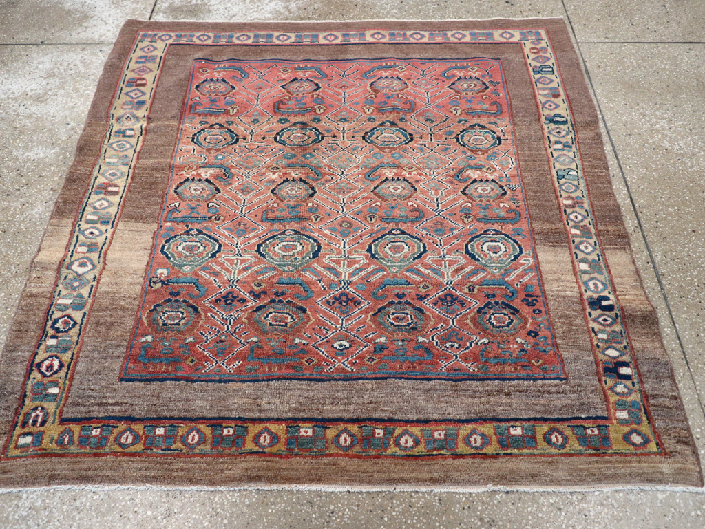 Antique Persian Serab Square Accent Rug, No.32399 - Gss