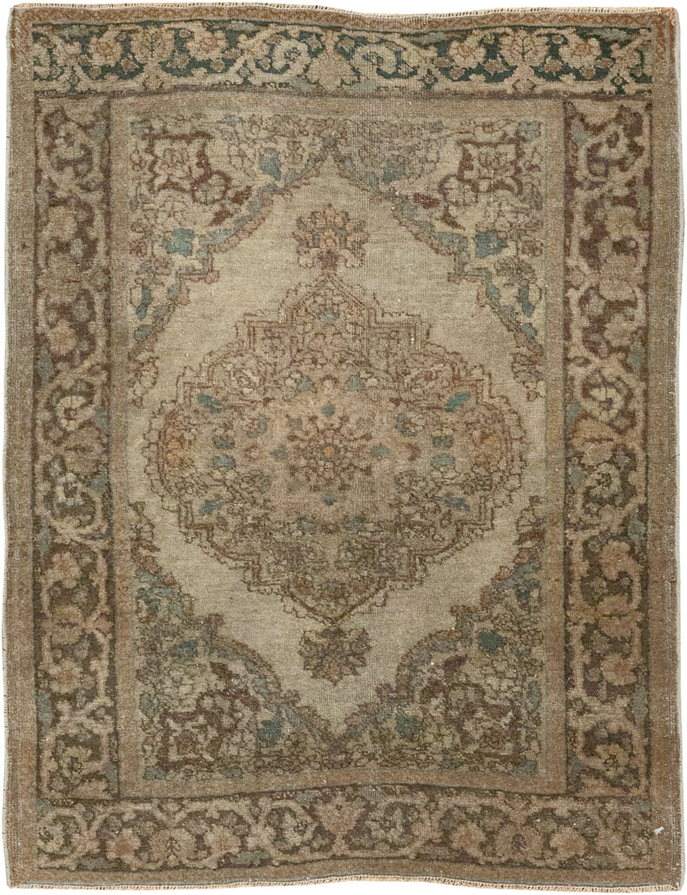 Antique Persian Tabriz Throw Rug, No.32400 - Gss