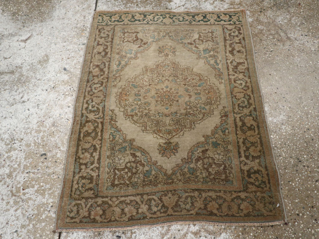 Antique Persian Tabriz Throw Rug, No.32400 - Gss