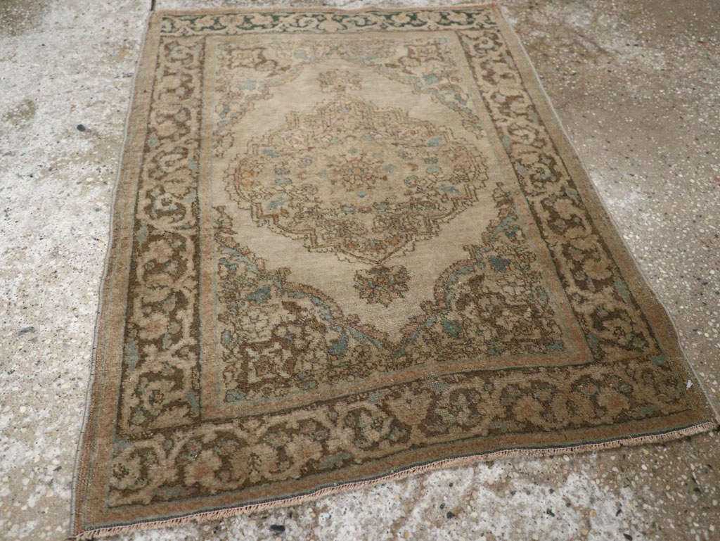 Antique Persian Tabriz Throw Rug, No.32400 - Gss