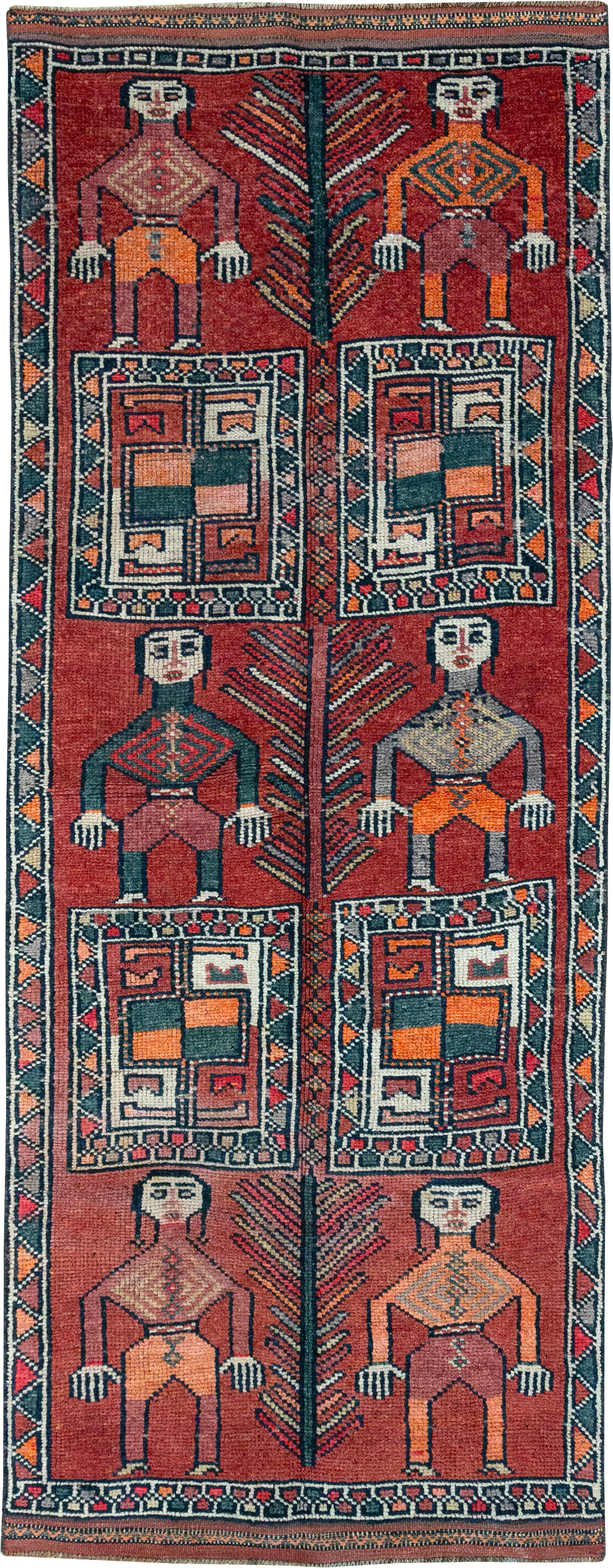 Vintage Turkish Anatolian Pictorial Runner, No.32408 - Gss