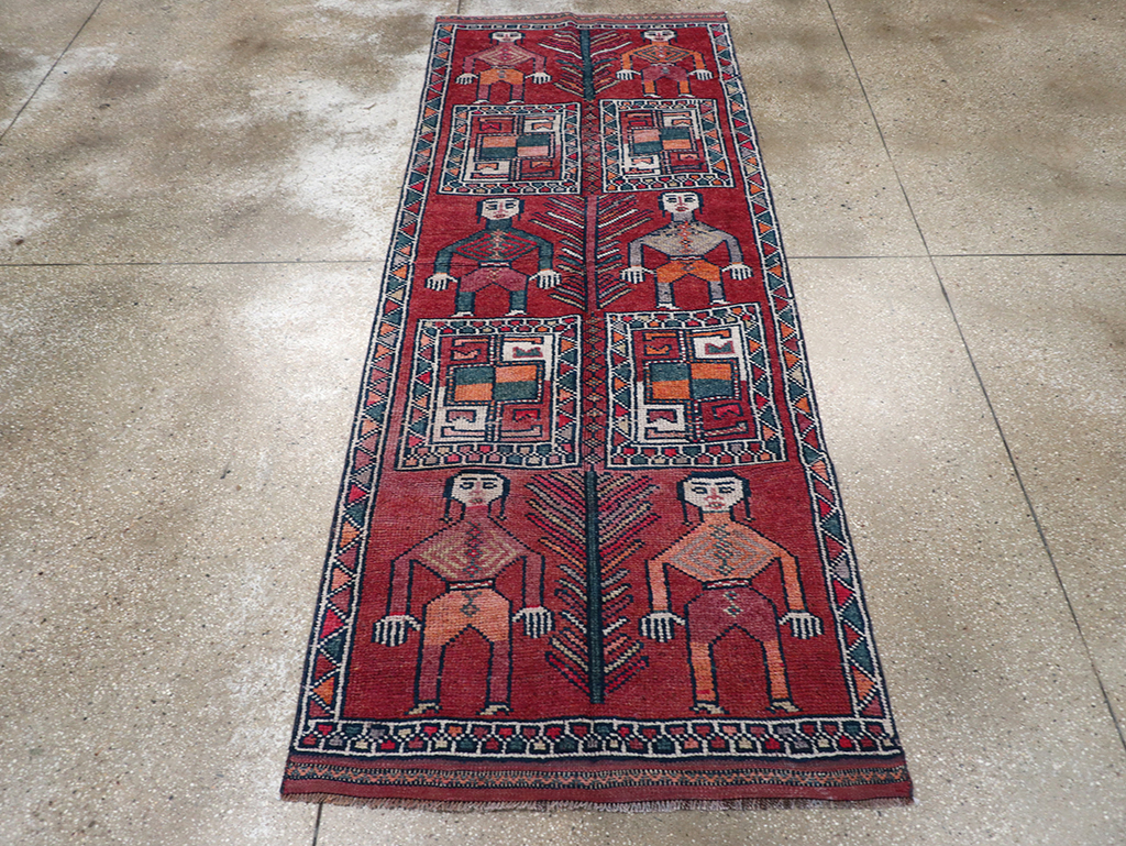 Vintage Turkish Anatolian Pictorial Runner, No.32408 - Gss