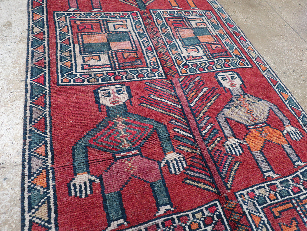 Vintage Turkish Anatolian Pictorial Runner, No.32408 - Gss