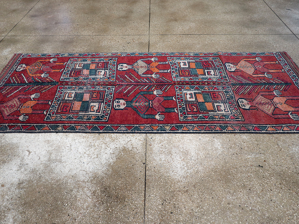 Vintage Turkish Anatolian Pictorial Runner, No.32408 - Gss