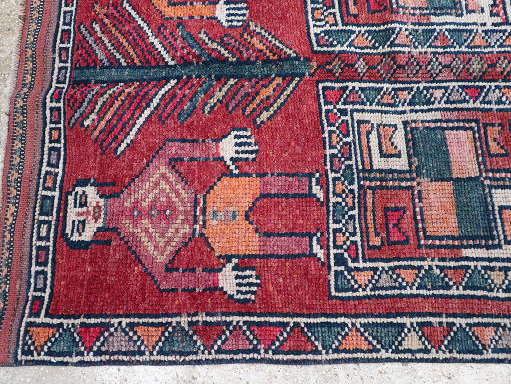 Vintage Turkish Anatolian Pictorial Runner, No.32408 - Gss