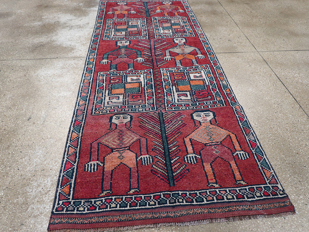 Vintage Turkish Anatolian Pictorial Runner, No.32408 - Gss