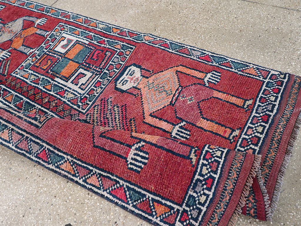 Vintage Turkish Anatolian Pictorial Runner, No.32408 - Gss