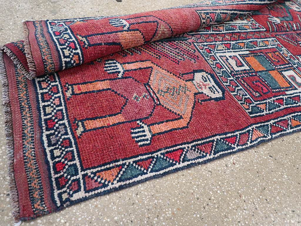 Vintage Turkish Anatolian Pictorial Runner, No.32408 - Gss