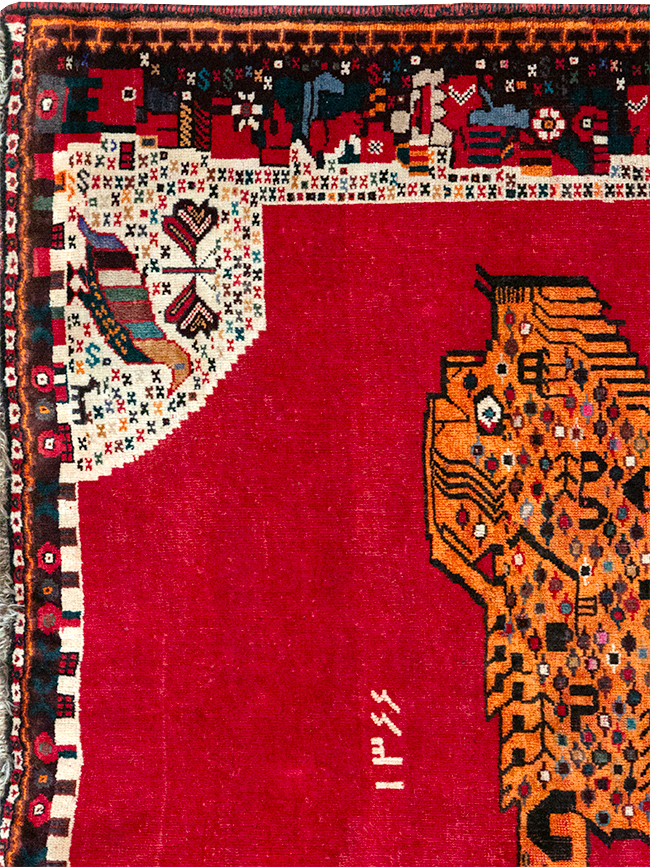 Vintage Persian Gabbeh Pictorial Accent Rug, No.32414 - Gss