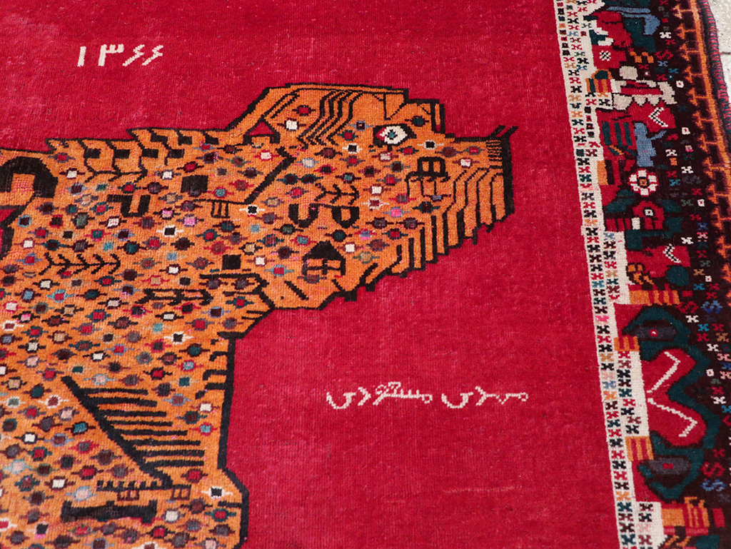 Vintage Persian Gabbeh Pictorial Accent Rug, No.32414 - Gss