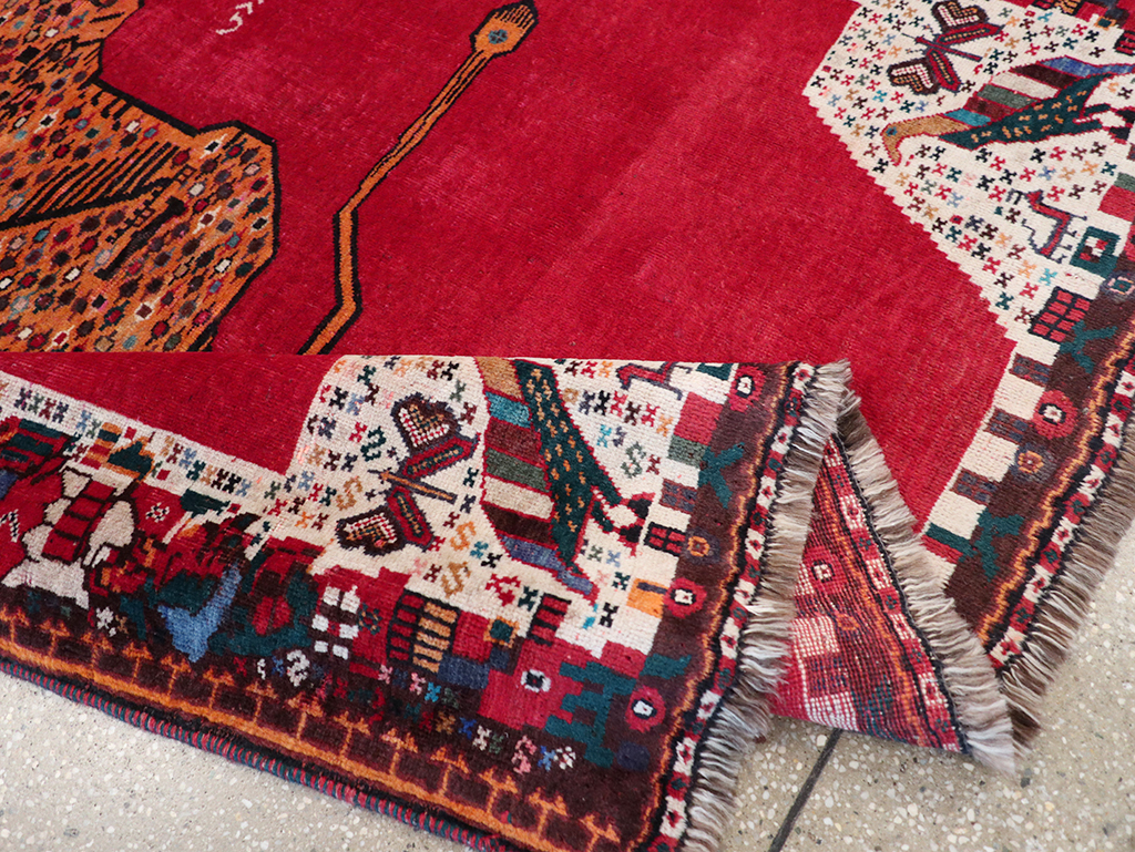 Vintage Persian Gabbeh Pictorial Accent Rug, No.32414 - Gss