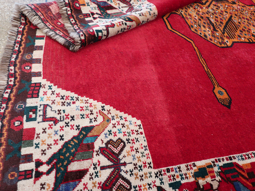 Vintage Persian Gabbeh Pictorial Accent Rug, No.32414 - Gss