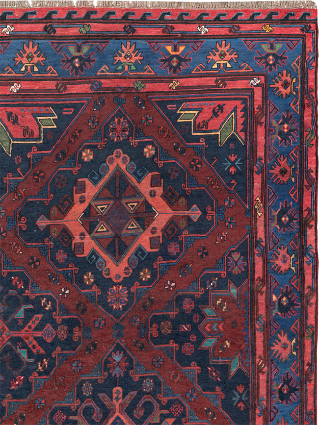 Vintage Central Asian Flatweave Soumak Gallery Carpet, No.32416 - Gss