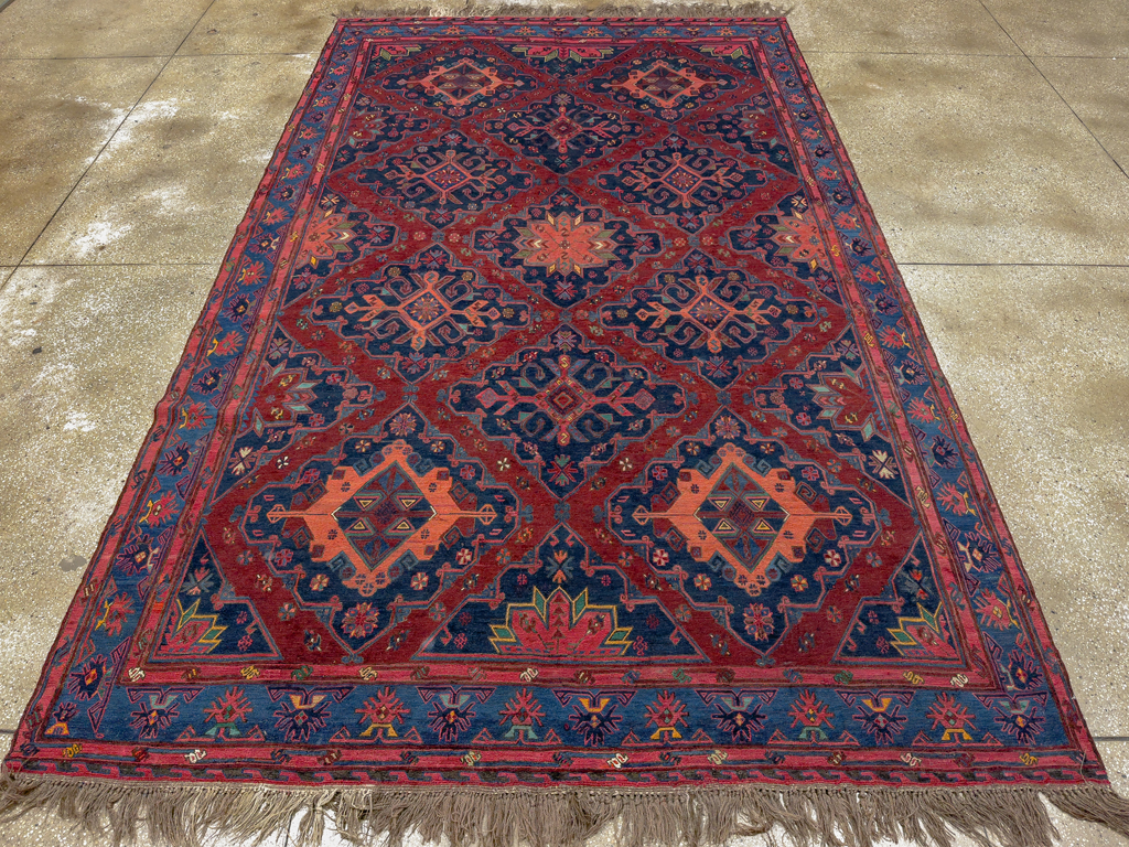 Vintage Central Asian Flatweave Soumak Gallery Carpet, No.32416 - Gss