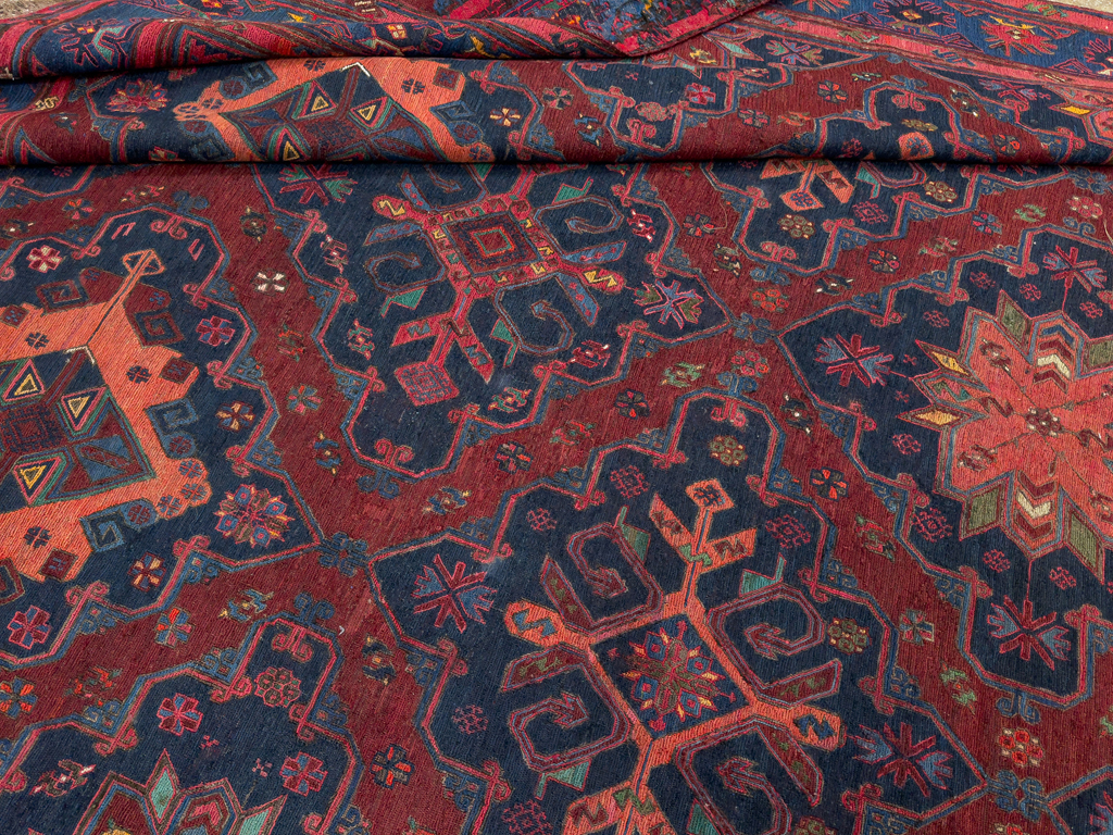Vintage Central Asian Flatweave Soumak Gallery Carpet, No.32416 - Gss