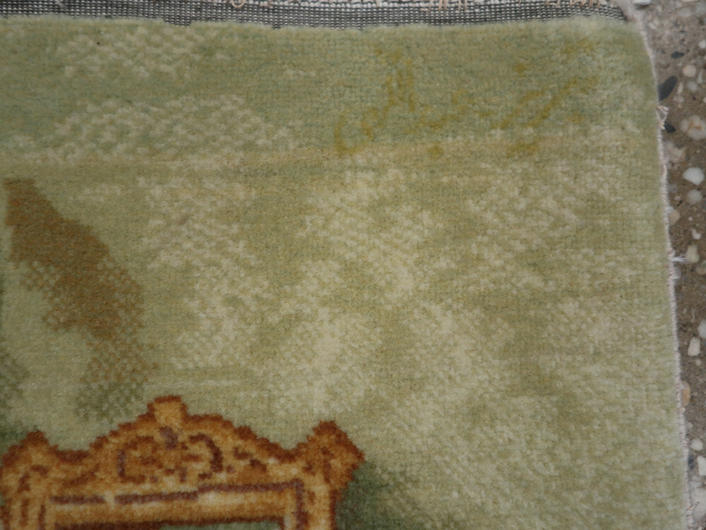 Vintage Persian Tabriz Pictorial Throw Rug (Pair: 1 of 2), No.32417 - Gss