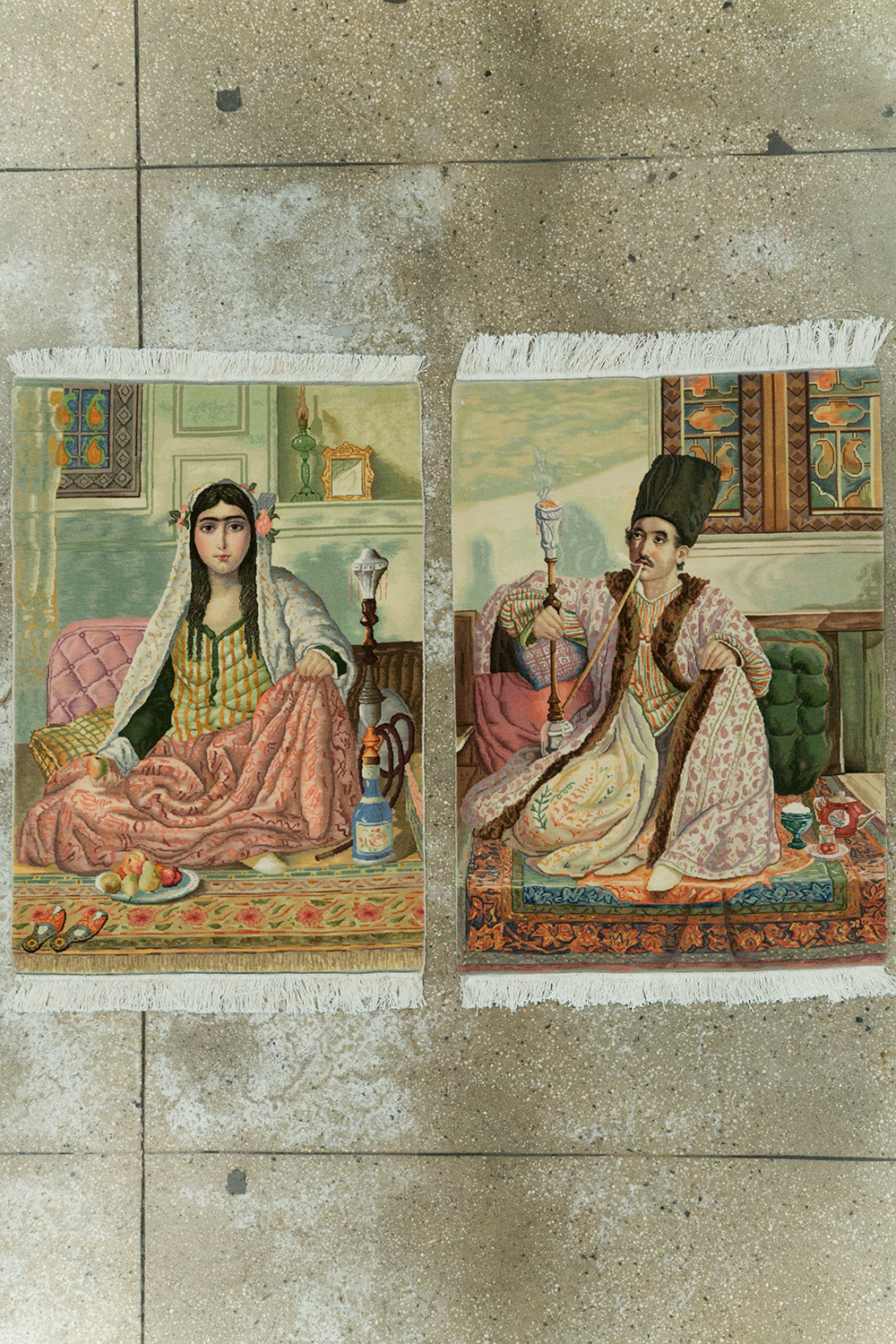 Vintage Persian Tabriz Pictorial Throw Rug (Pair: 1 of 2), No.32417 - Gss