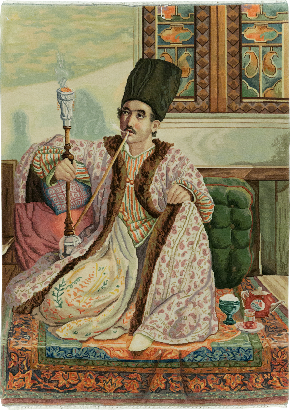 Vintage Persian Tabriz Pictorial Throw Rug, No.32418 - Gss