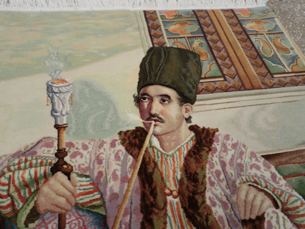 Vintage Persian Tabriz Pictorial Throw Rug, No.32418 - Gss