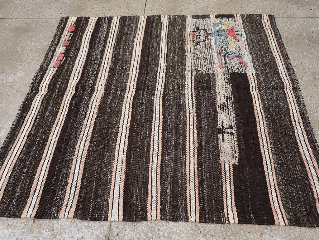 Vintage Persian Flatweave Kilim Pictorial Throw Rug, No.32428 - Gss